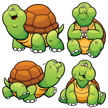 Vector illustration of Cartoon Turtle Character Set