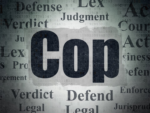 Law concept: Cop on Digital Data Paper background