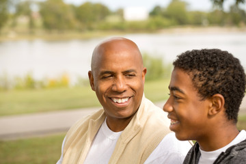 Fototapeta premium African American father and son. 