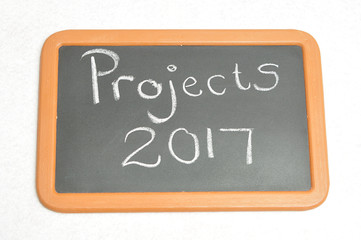 Fototapeta premium A black board with the words projects 2017