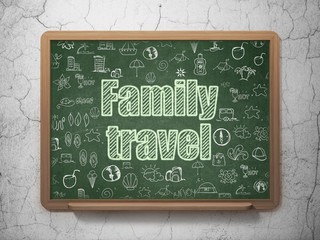Travel concept: Family Travel on School board background