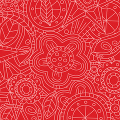 red floral flower pattern doodle