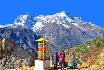 Beautiful mountain landscape. Himalayan region of Sagarmatha National Park, Nepal 