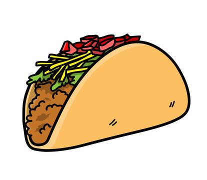 Taco Mexican Food. A hand drawn vector icon illustration of a taco.