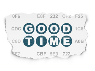 Time concept: Good Time on Torn Paper background