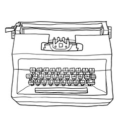 vector typewriter vintage toy cute hand drawn line art illustrat