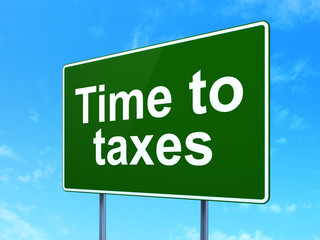 Timeline concept: Time To Taxes on road sign background