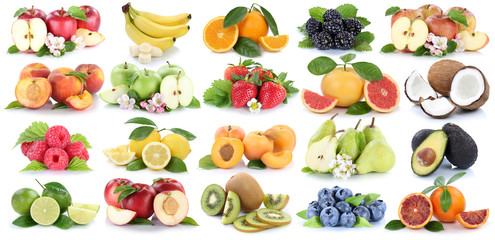Früchte Frucht Obst Collage frische Apfel Orange Banane Orangen