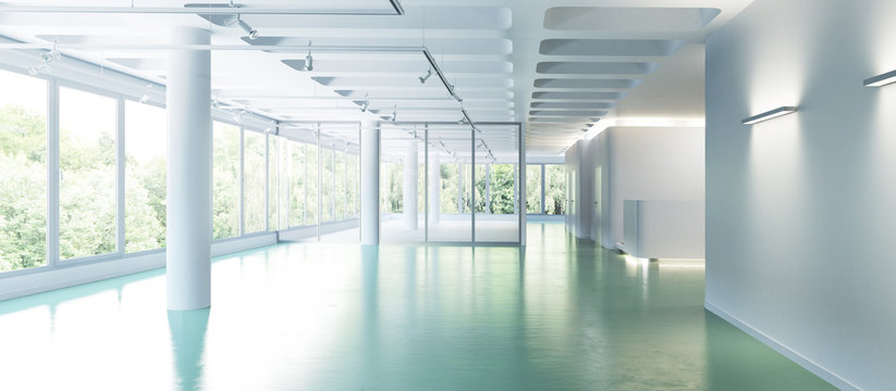 Empty Contemporary Office Area Design (panoramic)