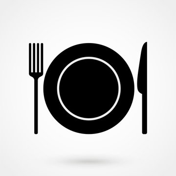 a plate with a knife and fork icon