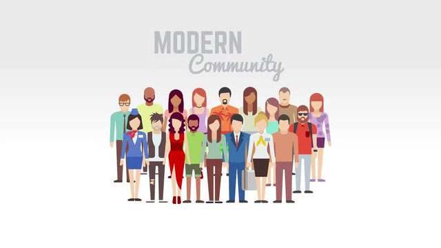 Modern community animation on white