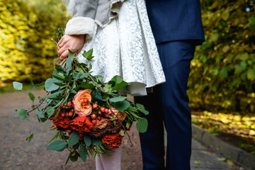 Wedding bouquet in bride hand