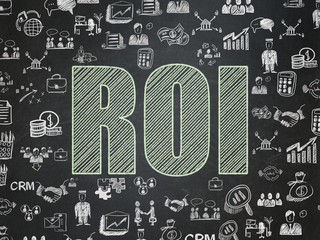 Finance concept: ROI on School board background