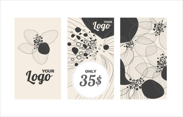 Floral price label, vector design template