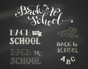 Fototapeta na wymiar Chalk Back to School hand-lettering collection.