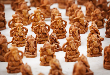 Souvenir figures of gods in the Indian market