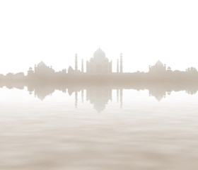 Panoramic view of the Taj Mahal. India