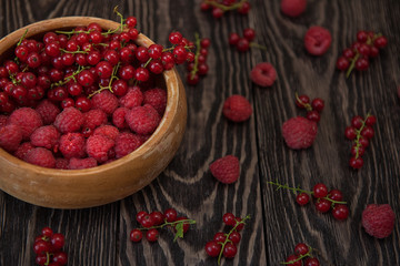 Fresh berries on wooden table