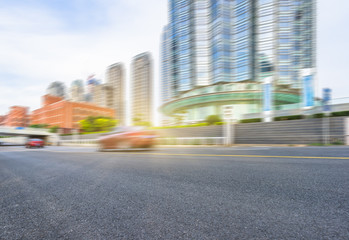 Fototapeta premium City road with moving traffic,tianjin china.