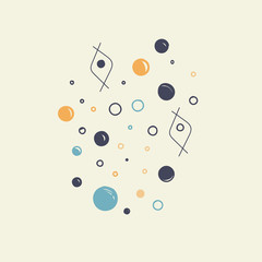 Vector sea life illustration fish and bubbles.