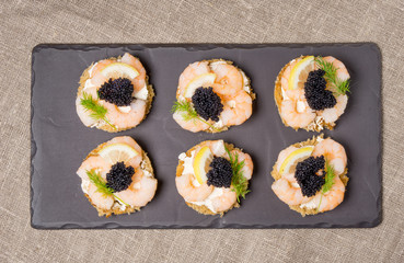 Shrimp Appetizer served on toasted bread