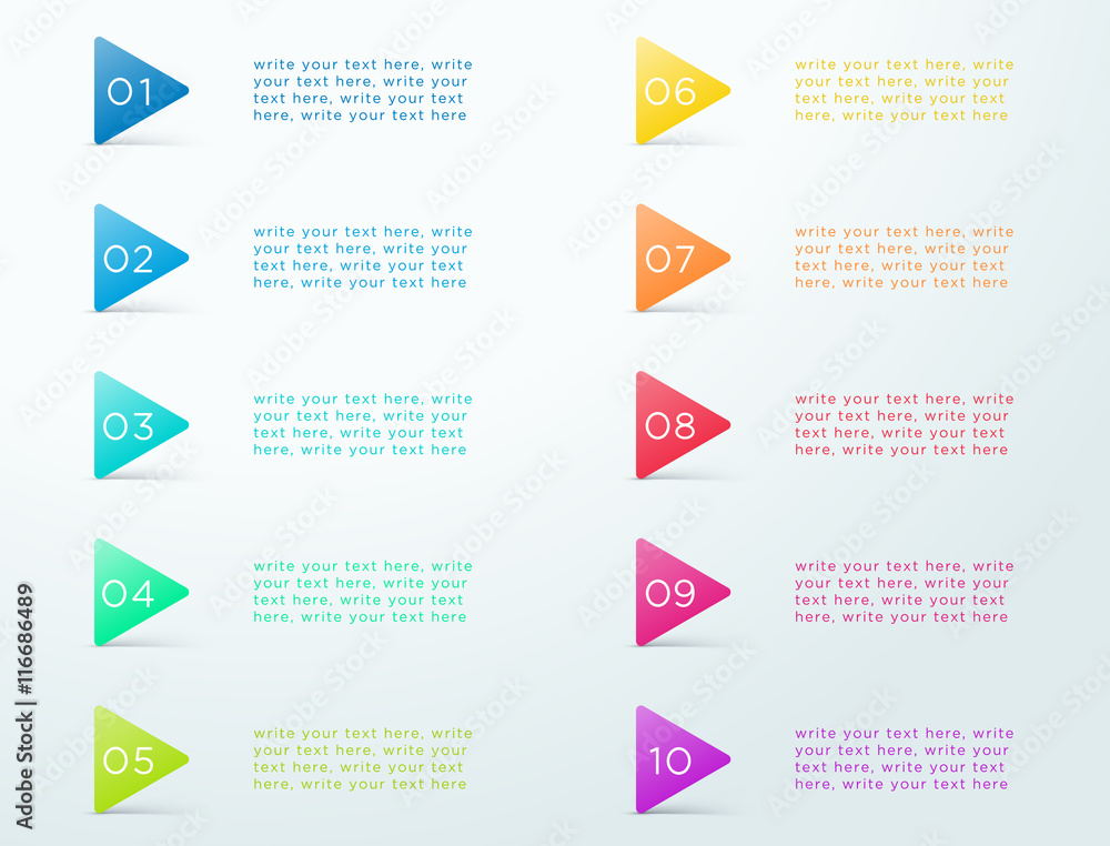 Poster number bullet point flags 1 to 10