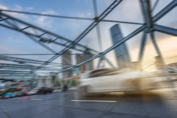 City road with moving traffic,shanghai china.