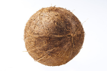 Fresh coconut on white isolated background.