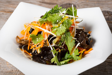 Asian salad with black shiitake mushroom