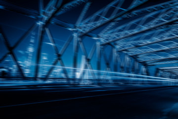 blurred light trails at waibaidu bridge,shanghai china.
