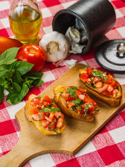 Italian bruschetta with ingredients