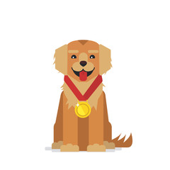 Dog with medal