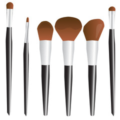 cosmetic brush make-up set black vector illustration