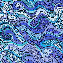 Decorative marine sealife ornamental ethnic vector background