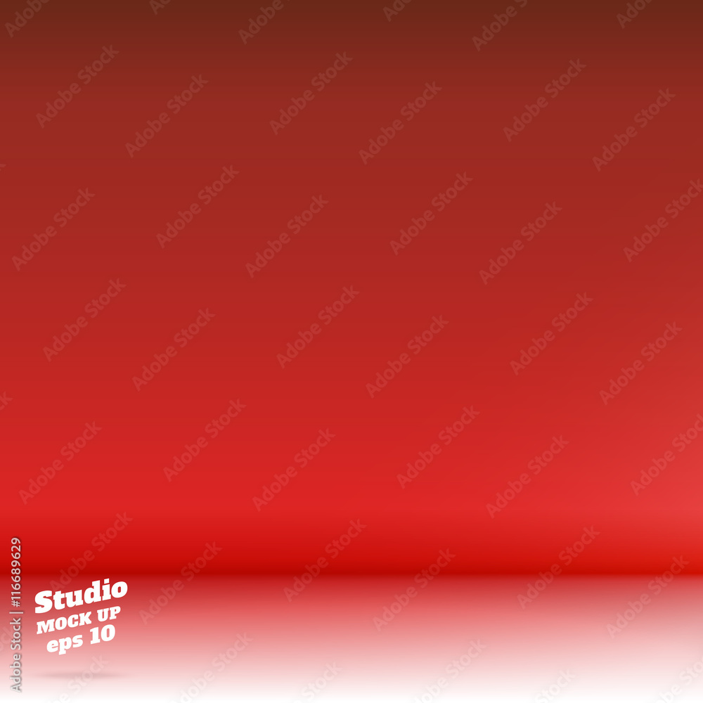 Poster vector,empty white floor gradient to vivid red studio room backg