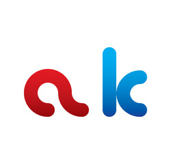 ak logo initial blue and red 
