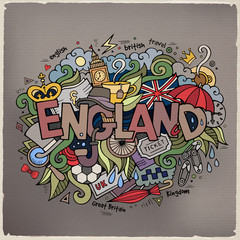 England hand lettering and doodles elements background