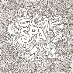 Spa hand lettering and doodles elements background.