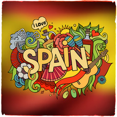Spain country hand lettering and doodles elements