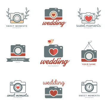 Set of wedding photo emblems