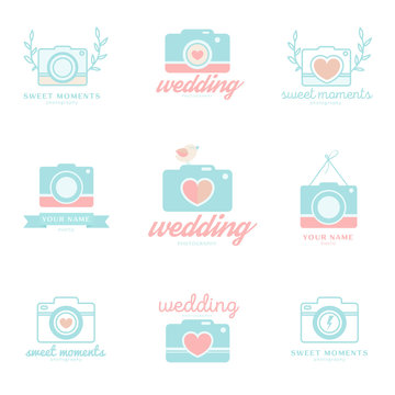 Set of wedding photo emblems