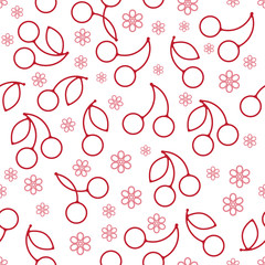Pattern with cherry silhouettes on a white background.