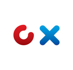 Obraz premium cx logo initial blue and red