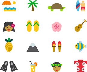 HAWAII colored flat icons