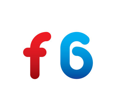 f6 logo initial blue and red