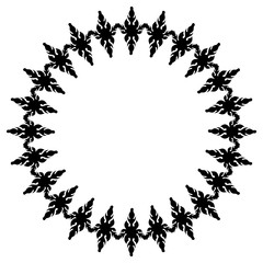 Round floral silhouette frame. Vector clip art.