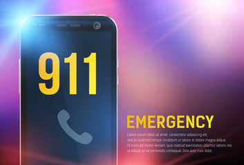 Emergency vector illustration, smartphone with emergency lights calling for help - 116694649