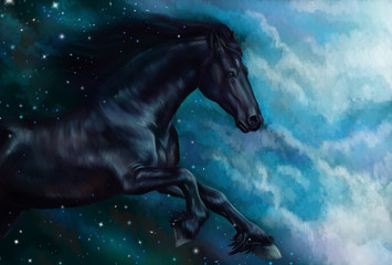 Plakat Конь ночь