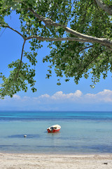 Greek beach on the island of Corfu Kerkyra in the mediterranean