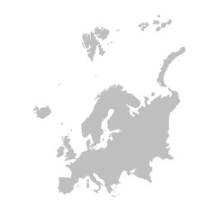 Map of Europe in gray on a white background